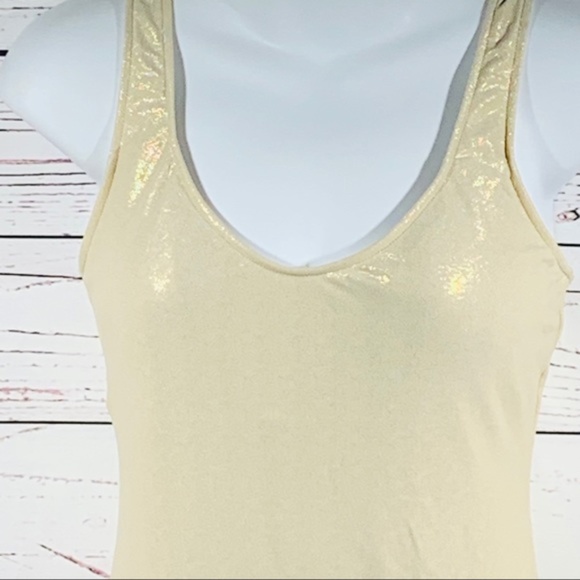 Metallic One Piece Swimsuit Golden Leaf Padded Cup - Picture 4 of 4